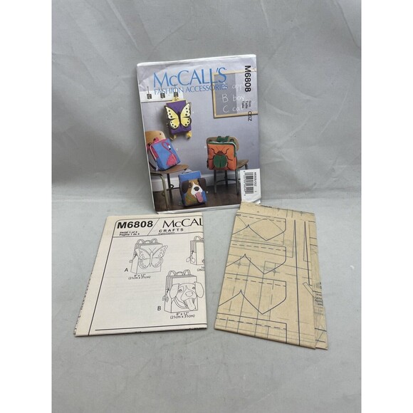McCall's M6808 Fashion Accessories Sewing Pattern Crafts Backpack Butterfly Dog - Picture 4 of 4